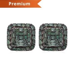 Green Diamond Stud Earrings In Rhodium And Platinum Over Sterling Silver 0.60 Ctw