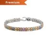 Multi Sapphire And Natural Thai Black Spinel Double-Row Double-Row Tennis Bracelet In Platinum Over Sterling Silver (7.25 In) 11.70 Grams 16.20 Ctw -Jewelry store 7157126