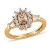 AAA Turkizite, Natural White Zircon Ring In Vermeil YG Over Sterling Silver 1.00 Ctw -Jewelry store 7158630