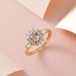 AAA Turkizite, Natural White Zircon Ring In Vermeil YG Over Sterling Silver 1.00 Ctw 9 AAA Turkizite, Natural White Zircon Ring In Vermeil YG Over Sterling Silver 1.00 Ctw -Jewelry store 7158630 1