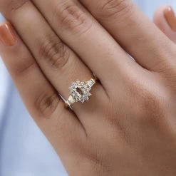 AAA Turkizite, Natural White Zircon Ring In Vermeil YG Over Sterling Silver 1.00 Ctw 10 AAA Turkizite, Natural White Zircon Ring In Vermeil YG Over Sterling Silver 1.00 Ctw -Jewelry store 7158630 2