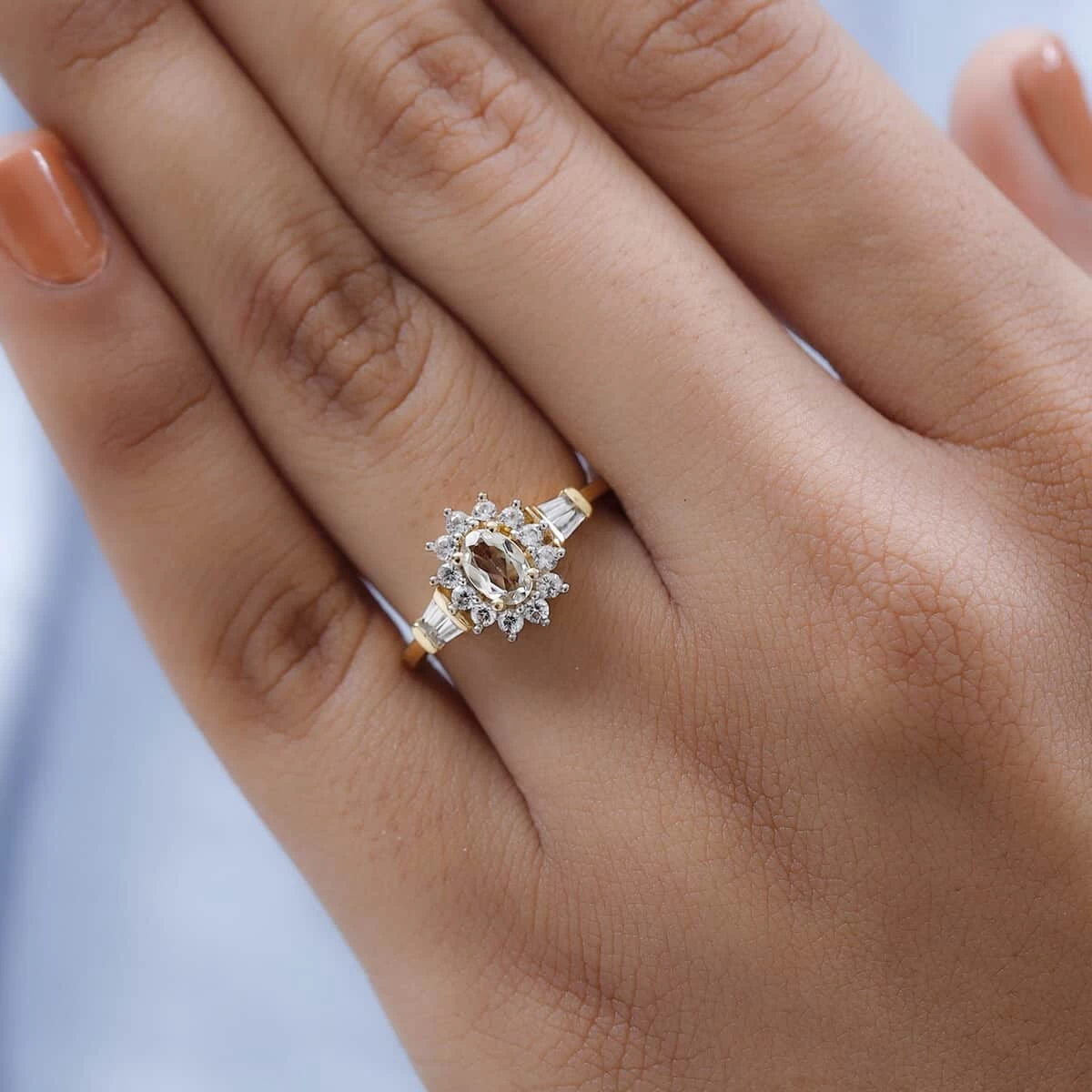 AAA Turkizite, Natural White Zircon Ring In Vermeil YG Over Sterling Silver 1.00 Ctw 5 AAA Turkizite, Natural White Zircon Ring In Vermeil YG Over Sterling Silver 1.00 Ctw - Image 3