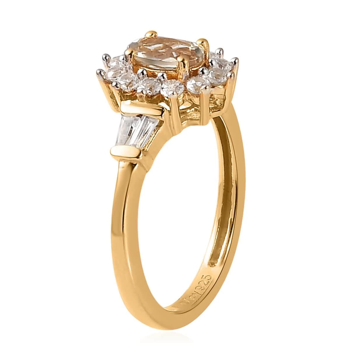 AAA Turkizite, Natural White Zircon Ring In Vermeil YG Over Sterling Silver 1.00 Ctw 6 AAA Turkizite, Natural White Zircon Ring In Vermeil YG Over Sterling Silver 1.00 Ctw - Image 4