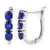 Tanzanian Blue Spinel (DF) Huggie Hoop Earrings In Platinum Over Sterling Silver 2.30 Ctw -Jewelry store 7162233