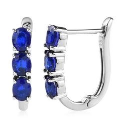 Tanzanian Blue Spinel (DF) Huggie Hoop Earrings In Platinum Over Sterling Silver 2.30 Ctw