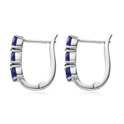 Tanzanian Blue Spinel (DF) Huggie Hoop Earrings In Platinum Over Sterling Silver 2.30 Ctw 10 Tanzanian Blue Spinel (DF) Huggie Hoop Earrings In Platinum Over Sterling Silver 2.30 Ctw -Jewelry store 7162233 3