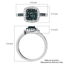 Blue Diamond (IR), Diamond Ring In Rhodium And Platinum Over Sterling Silver 0.50 Ctw -Jewelry store 7162870 5