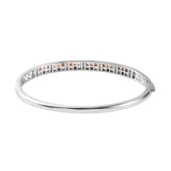 Multi Sapphire And Natural White Zircon Bangle Bracelet In Platinum Over Sterling Silver (6.50 In) 11.5 Grams 2.50 Ctw -Jewelry store 7163711 4