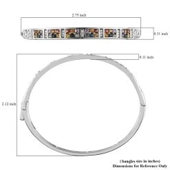 Multi Sapphire And Natural White Zircon Bangle Bracelet In Platinum Over Sterling Silver (6.50 In) 11.5 Grams 2.50 Ctw -Jewelry store 7163711 5