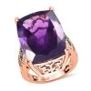 Amethyst, Natural Champagne And White Diamond Ring In Vermeil Rose Gold Over Sterling Silver 20.30 Ctw -Jewelry store 7164685