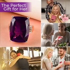 Amethyst, Natural Champagne And White Diamond Ring In Vermeil Rose Gold Over Sterling Silver 20.30 Ctw -Jewelry store 7164685 4