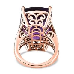 Amethyst, Natural Champagne And White Diamond Ring In Vermeil Rose Gold Over Sterling Silver 20.30 Ctw -Jewelry store 7164685 5