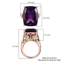 Amethyst, Natural Champagne And White Diamond Ring In Vermeil Rose Gold Over Sterling Silver 20.30 Ctw -Jewelry store 7164685 6