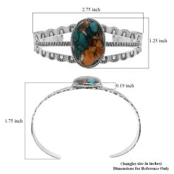 SANTA FE Style Mojave Turquoise Cuff Bracelet In Sterling Silver (6.50 In) 20.2 Grams 18.00 Ctw -Jewelry store 7165052 4
