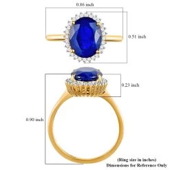 Luxoro Premium Tanzanian Blue Spinel Ring, Diamond Accent Ring, Diamond Halo Ring,10K Yellow Gold Ring 2.90 Ctw -Jewelry store 7166907 6