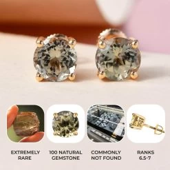 Iliana AAA Turkizite Earrings In 18K Yellow Gold, Gold Solitaire Studs, Gold Jewelry Gifts 2.00 Ctw -Jewelry store 7167070 4