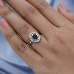 Luxoro 10K Yellow Gold Premium Monte Belo Indicolite And G-H I3 Diamond Ring 1.10 Ctw -Jewelry store 7167203 2