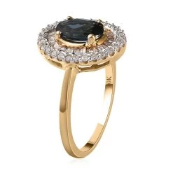 Luxoro 10K Yellow Gold Premium Monte Belo Indicolite And G-H I3 Diamond Ring 1.10 Ctw -Jewelry store 7167203 3