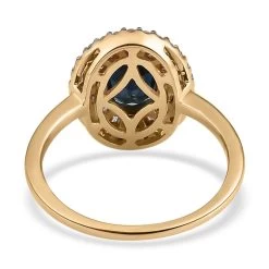 Luxoro 10K Yellow Gold Premium Monte Belo Indicolite And G-H I3 Diamond Ring 1.10 Ctw -Jewelry store 7167203 4