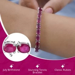 Doorbuster Niassa Ruby Tennis Bracelet In Platinum Over Sterling Silver (6.50 In) 10.85 Grams 22.00 Ctw -Jewelry store 7167469 2