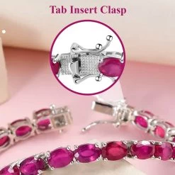 Doorbuster Niassa Ruby Tennis Bracelet In Platinum Over Sterling Silver (6.50 In) 10.85 Grams 22.00 Ctw -Jewelry store 7167469 3