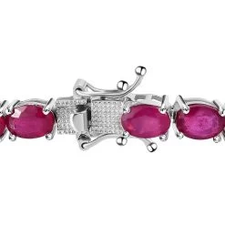 Doorbuster Niassa Ruby Tennis Bracelet In Platinum Over Sterling Silver (6.50 In) 10.85 Grams 22.00 Ctw -Jewelry store 7167469 5