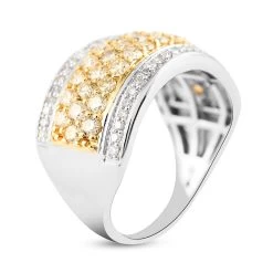 NY Closeout 14K White Gold I2 Natural Yellow And White Diamond 5-Row Ring 5 Grams 1.50 Ctw -Jewelry store 7168179 3