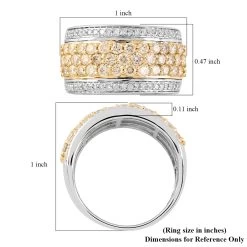 NY Closeout 14K White Gold I2 Natural Yellow And White Diamond 5-Row Ring 5 Grams 1.50 Ctw -Jewelry store 7168179 4