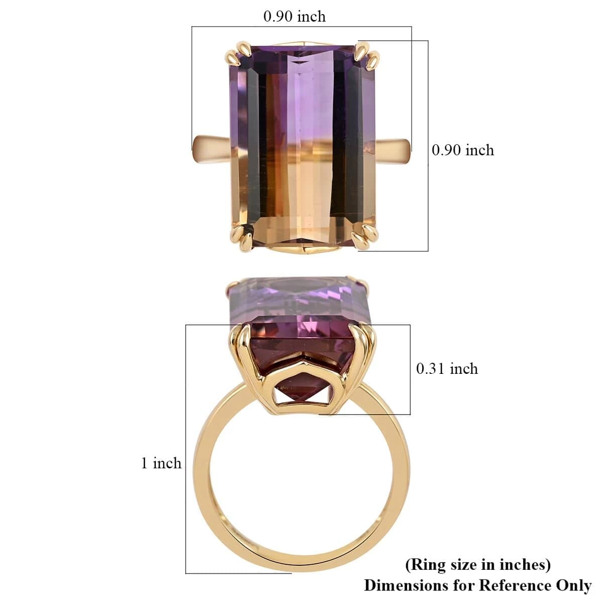 Luxoro 10K Yellow Gold AAA Anahi Ametrine Solitaire Ring 15.90 Ctw 8 Luxoro 10K Yellow Gold AAA Anahi Ametrine Solitaire Ring 15.90 Ctw - Image 6