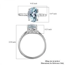 Premium Mangoro Aquamarine, Diamond (0.15 Cts) Ring In Platinum Over Sterling Silver 2.40 Ctw -Jewelry store 7170335 5