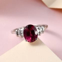 Doorbuster RHAPSODY 950 Platinum AAAA Ouro Fino Rubellite And EF VS2 Diamond Ring 4 Grams 1.90 Ctw -Jewelry store 7170373 1