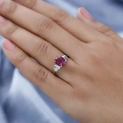 Doorbuster RHAPSODY 950 Platinum AAAA Ouro Fino Rubellite And EF VS2 Diamond Ring 4 Grams 1.90 Ctw -Jewelry store 7170373 2