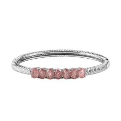 Natural Tanzanian Natronite Bangle Bracelet In Stainless Steel (8.00 In) 5.50 Ctw