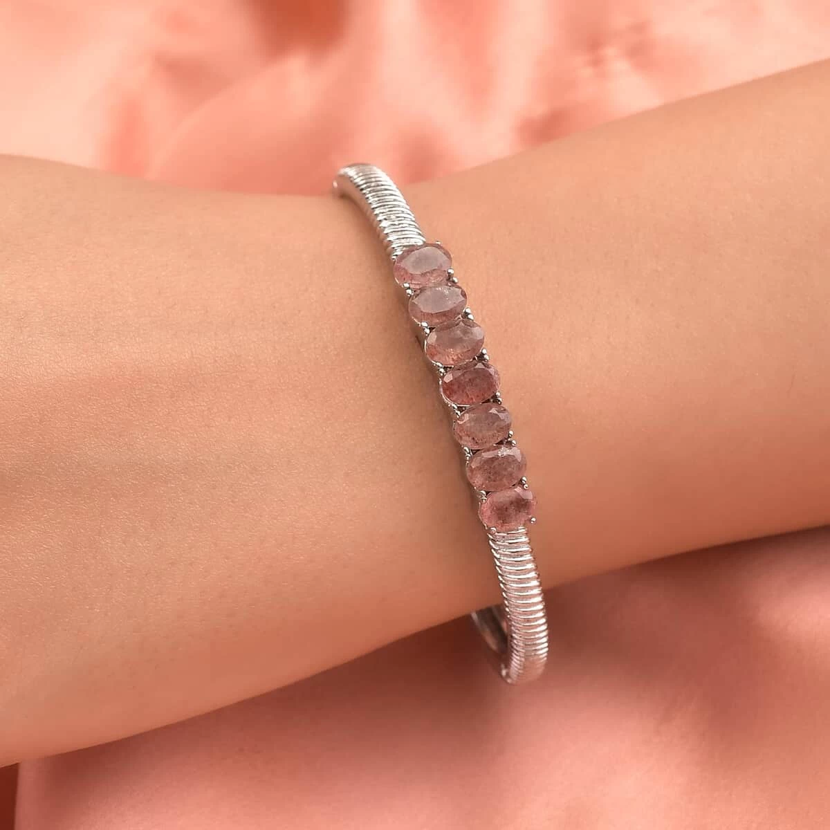 Tanzanian Natronite Bangle Bracelet In Stainless Steel (8.00 In) 5.50 Ctw , Tarnish-Free, Waterproof, Sweat Proof Jewelry 5 Tanzanian Natronite Bangle Bracelet In Stainless Steel (8.00 In) 5.50 Ctw , Tarnish-Free, Waterproof, Sweat Proof Jewelry - Image 3