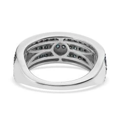 Doorbuster Blue Diamond 3 Row Ring In Platinum Over Sterling Silver 1.00 Ctw 12 Doorbuster Blue Diamond 3 Row Ring In Platinum Over Sterling Silver 1.00 Ctw -Jewelry store 7174632 4