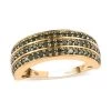 Green Diamond 3 Row Band Ring In Vermeil Yellow Gold Over Sterling Silver 1.00 Ctw 2 Green Diamond 3 Row Band Ring In Vermeil Yellow Gold Over Sterling Silver 1.00 Ctw -Jewelry store 7174645