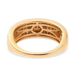 Green Diamond 3 Row Band Ring In Vermeil Yellow Gold Over Sterling Silver 1.00 Ctw -Jewelry store 7174645 4