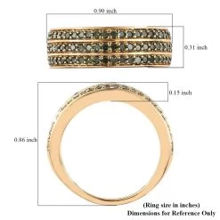 Green Diamond 3 Row Band Ring In Vermeil Yellow Gold Over Sterling Silver 1.00 Ctw -Jewelry store 7174645 5