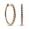 Luxoro 10K White Gold Natural Champagne Diamond Hoop Earrings 1.00 Ctw -Jewelry store 7176605
