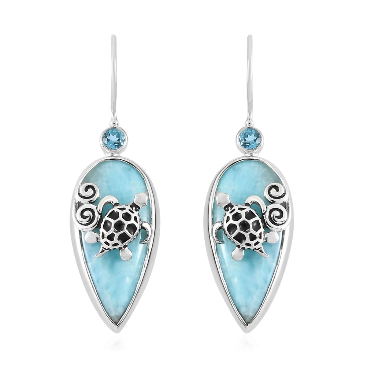 Sajen Silver Larimar And Celestial Swiss Blue Mystic Quartz Dangle Earrings In Platinum Over Sterling Silver 18.25 Ctw 3 Sajen Silver Larimar And Celestial Swiss Blue Mystic Quartz Dangle Earrings In Platinum Over Sterling Silver 18.25 Ctw