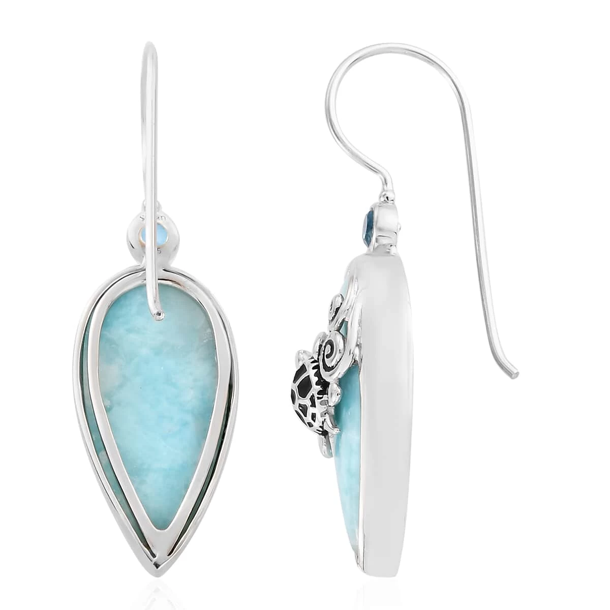 Sajen Silver Larimar And Celestial Swiss Blue Mystic Quartz Dangle Earrings In Platinum Over Sterling Silver 18.25 Ctw 6 Sajen Silver Larimar And Celestial Swiss Blue Mystic Quartz Dangle Earrings In Platinum Over Sterling Silver 18.25 Ctw - Image 4