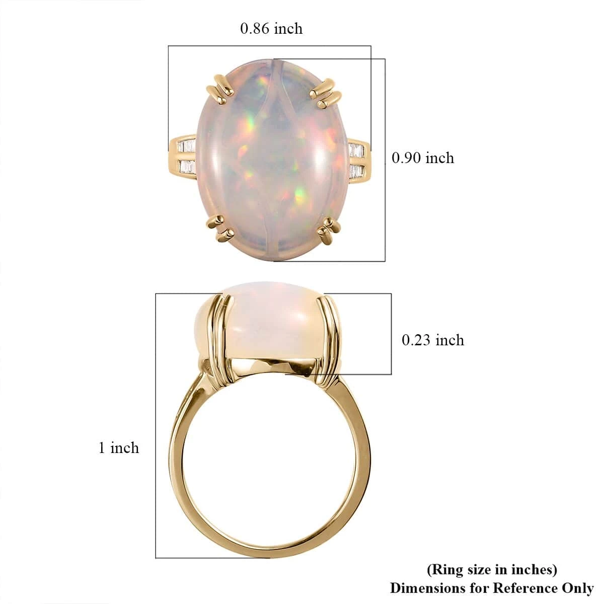Luxoro 10K Yellow Gold AAA Ethiopian Welo Opal And G-H I3 Diamond Ring 11.65 Ctw 8 Luxoro 10K Yellow Gold AAA Ethiopian Welo Opal And G-H I3 Diamond Ring 11.65 Ctw - Image 6