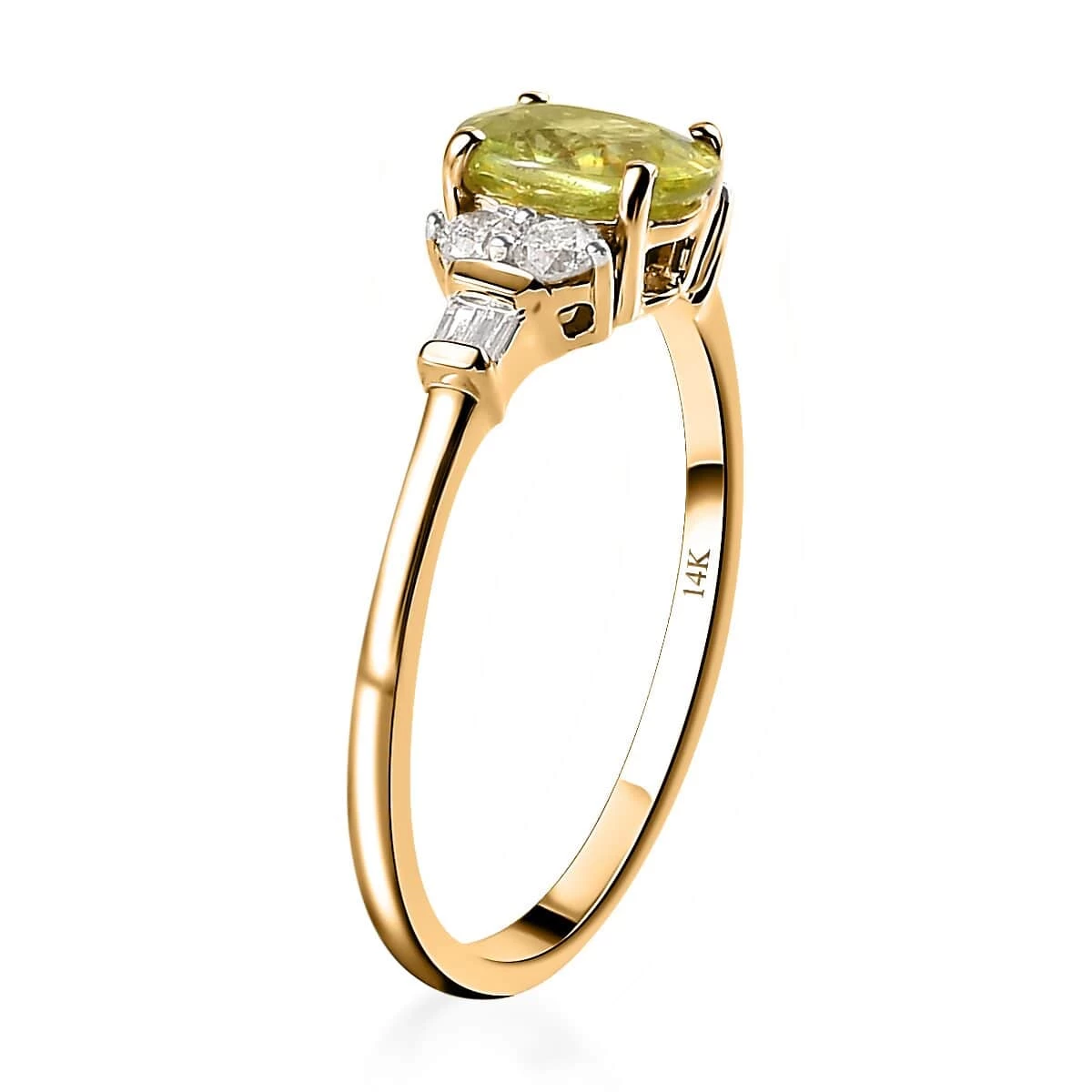 Doorbuster LUXORO 14K Yellow Gold AAA Sava Sphene And G-H I3 Diamond Ring 2.25 Grams 1.10 Ctw 6 Doorbuster LUXORO 14K Yellow Gold AAA Sava Sphene And G-H I3 Diamond Ring 2.25 Grams 1.10 Ctw - Image 4