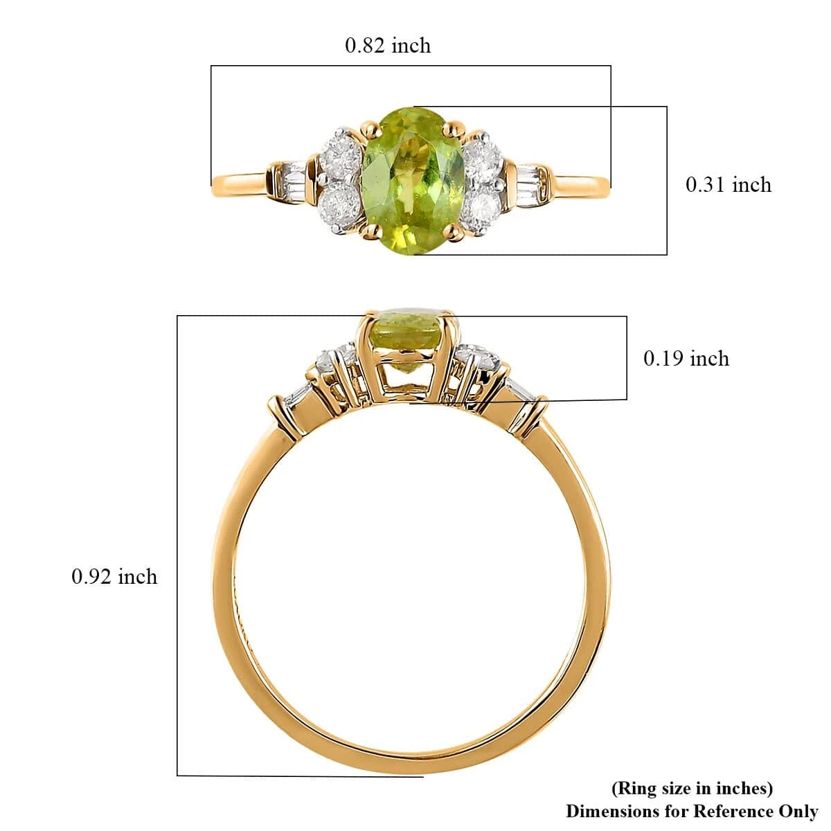 Doorbuster LUXORO 14K Yellow Gold AAA Sava Sphene And G-H I3 Diamond Ring 2.25 Grams 1.10 Ctw 8 Doorbuster LUXORO 14K Yellow Gold AAA Sava Sphene And G-H I3 Diamond Ring 2.25 Grams 1.10 Ctw - Image 6