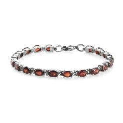 Mozambique Garnet Tennis Bracelet In Stainless Steel (6.50 In) 8.00 Ctw, Tarnish-Free, Waterproof, Sweat Proof Jewelry