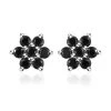 Natural Thai Black Spinel Floral Stud Earrings In Sterling Silver 1.00 Ctw 1 Natural Thai Black Spinel Floral Stud Earrings In Sterling Silver 1.00 Ctw -Jewelry store 7189690