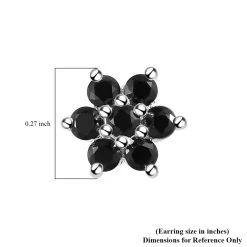 Natural Thai Black Spinel Floral Stud Earrings In Sterling Silver 1.00 Ctw -Jewelry store 7189690 4