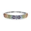 Multi Gemstone Bracelet In Platinum Over Sterling Silver, Silver Bangles, Birthday Gifts For Her (7.25 In) 11.90 Ctw -Jewelry store 7191448 1