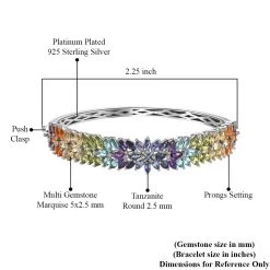 Multi Gemstone Bracelet In Platinum Over Sterling Silver, Silver Bangles, Birthday Gifts For Her (7.25 In) 11.90 Ctw -Jewelry store 7191448 5 1