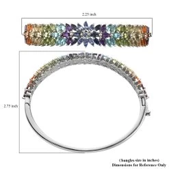 Multi Gemstone Bangle Bracelet In Platinum Over Sterling Silver (7.25 In) 22 Grams 11.90 Ctw -Jewelry store 7191448 6